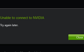 Невозможно подключиться к ошибке NVIDIA