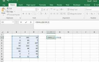 Как использовать функцию Excels Small and Large