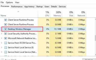 Решения для dwm.exe Desktop Window Manager Высокая загрузка ЦП в Windows 10