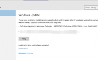 0x80248007 Ошибка в Центре обновления Windows в Windows 10