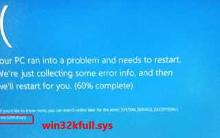 Как исправить ошибку Blue Screen win32kfull.sys