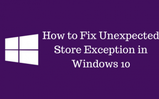 Неожиданное исключение магазина в Windows 10 Ошибка