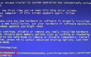 Как исправить ошибку STOP: 0x000000F4 Blue Screen