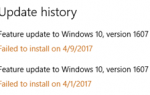 Не удалось установить обновление до Windows 10 версии 1607