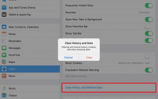 Как удалить файлы cookie и историю веб-поиска на iPad