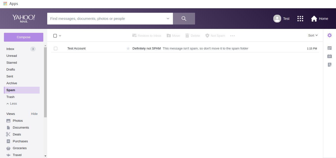Папка спама Почты Yahoo
