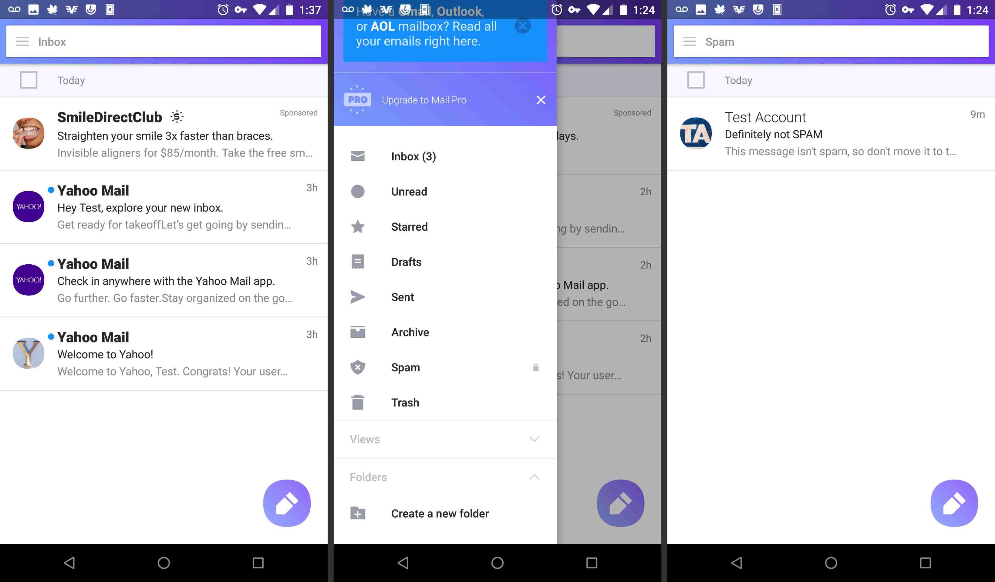 Входящие в приложение Android Android и папка для спама