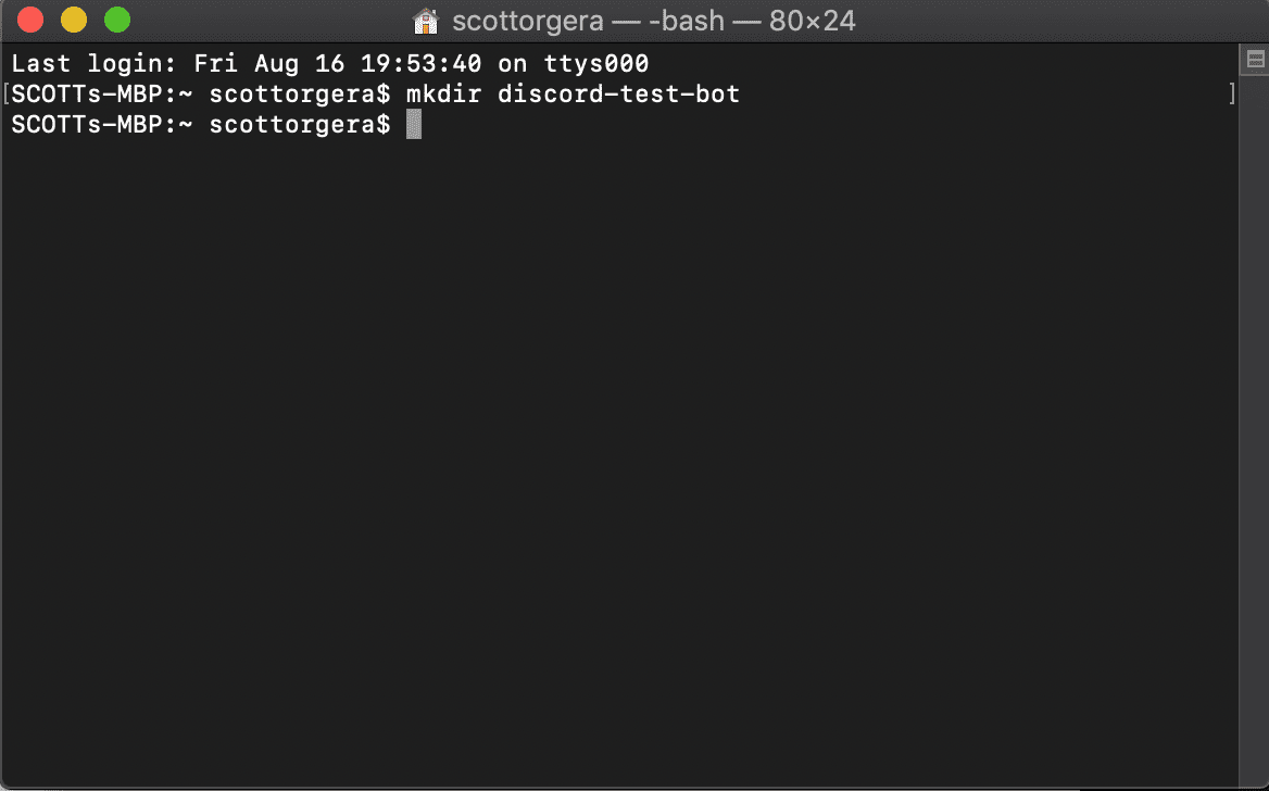 снимок экрана терминала MacOS