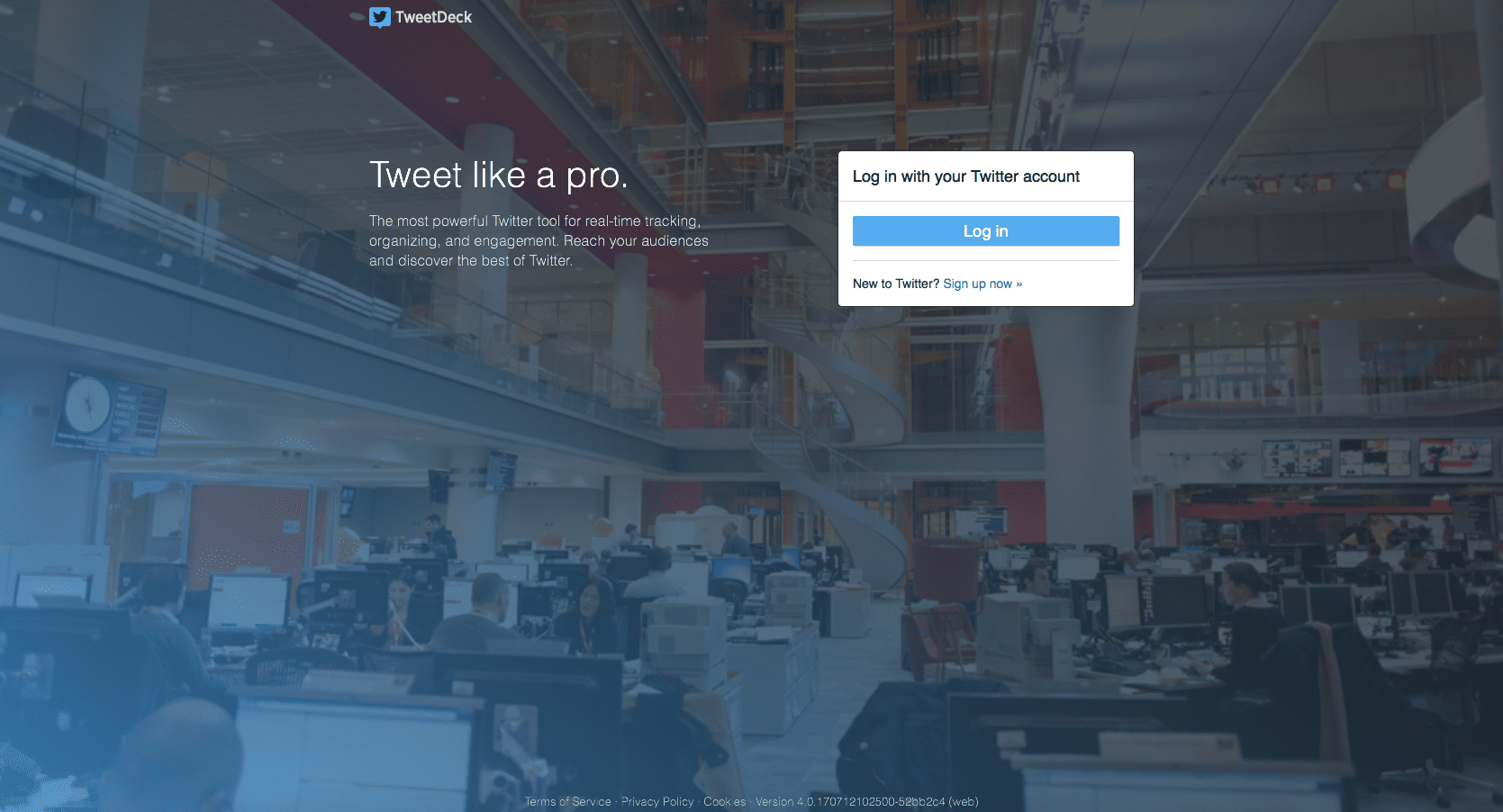 Экран входа в систему TweetDeck