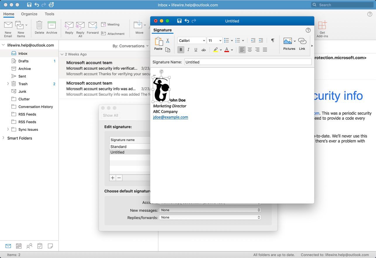 Перенос изображений в Outlook для Mac и маркеры изменения размера