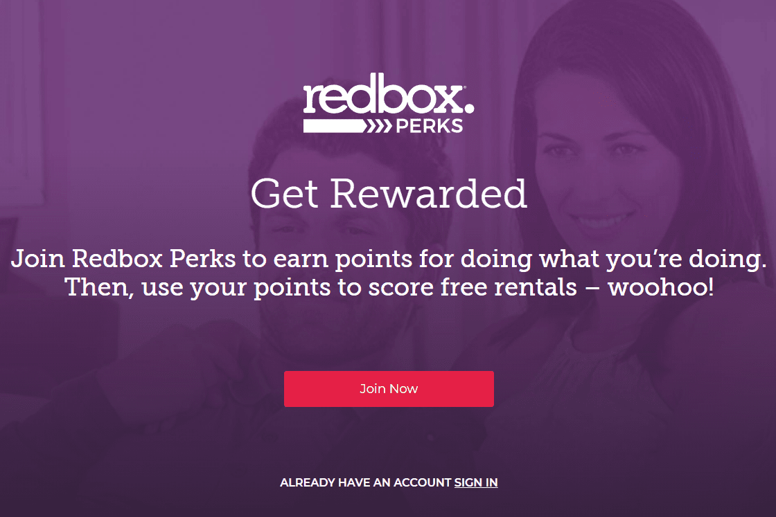 Redbox Perks домашняя страница