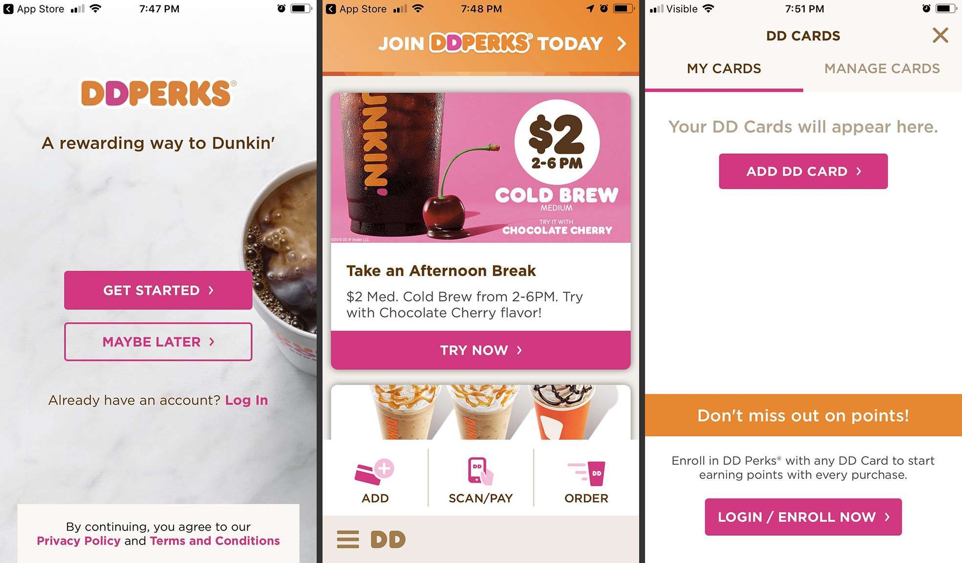 Приложение Dunkin Donuts на Android
