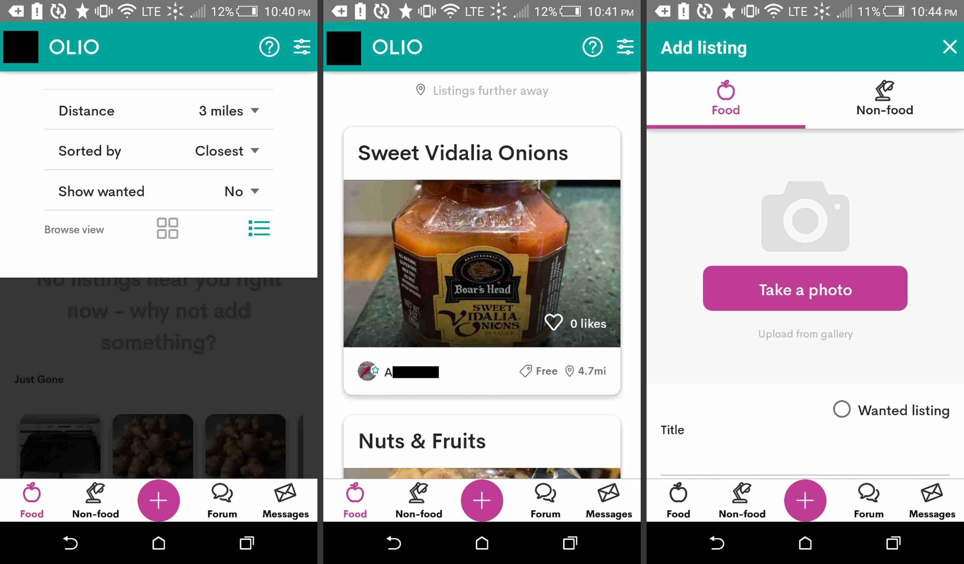 Приложение Olio на Android