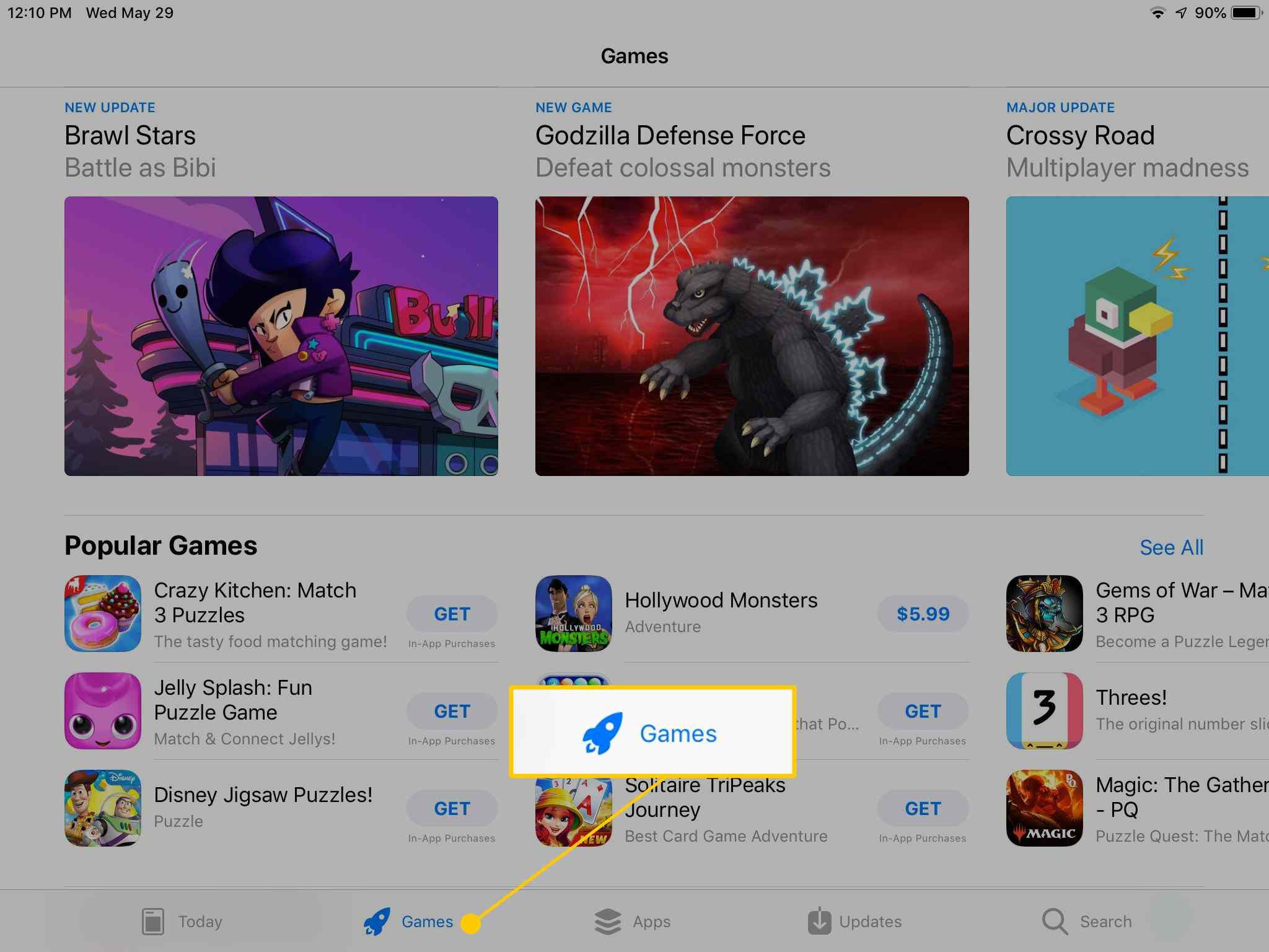 Вкладка «Игры» в App Store на iPad