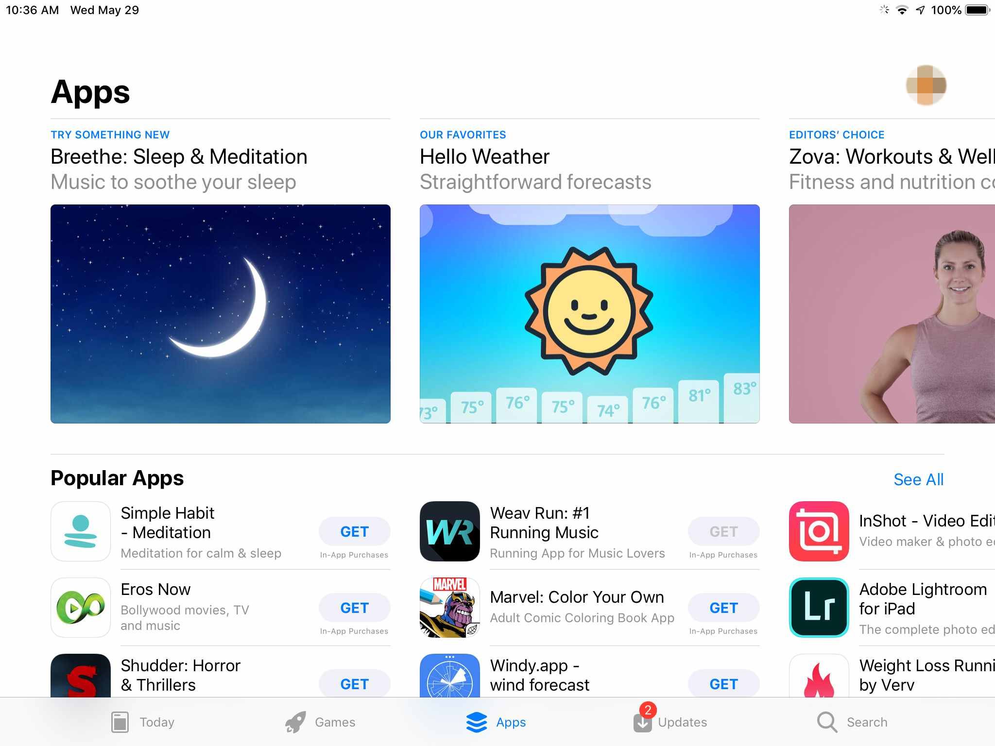 Экран App Store Apps