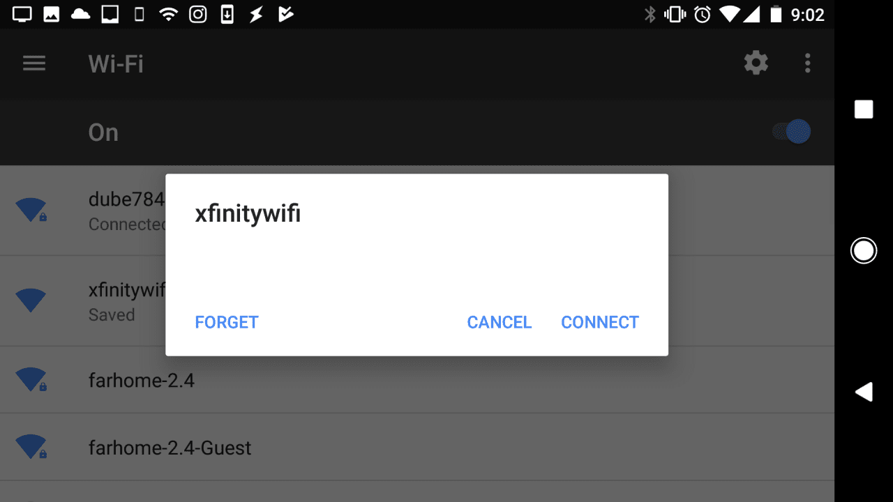 Скриншот подключения к Wi-Fi на Android