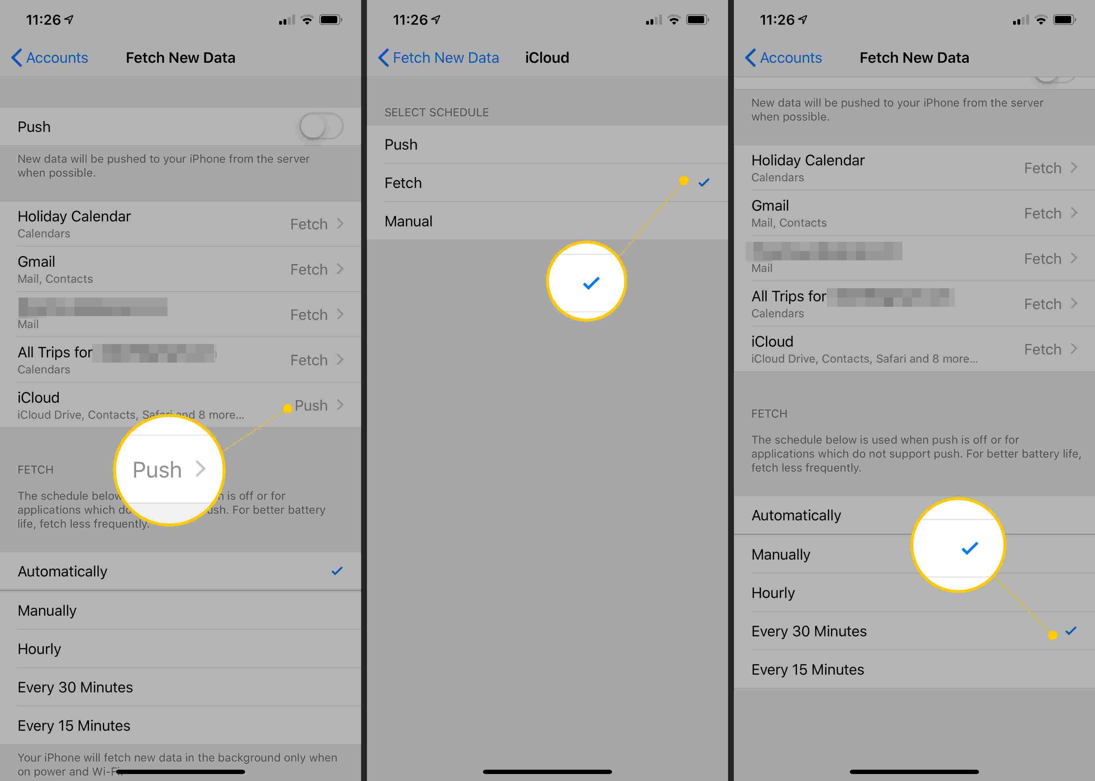 Push, выборка галочки и галочка каждые 30 минут в iOS