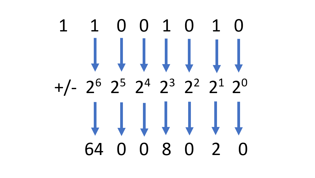 Скриншот чтения двоичного числа со знаком