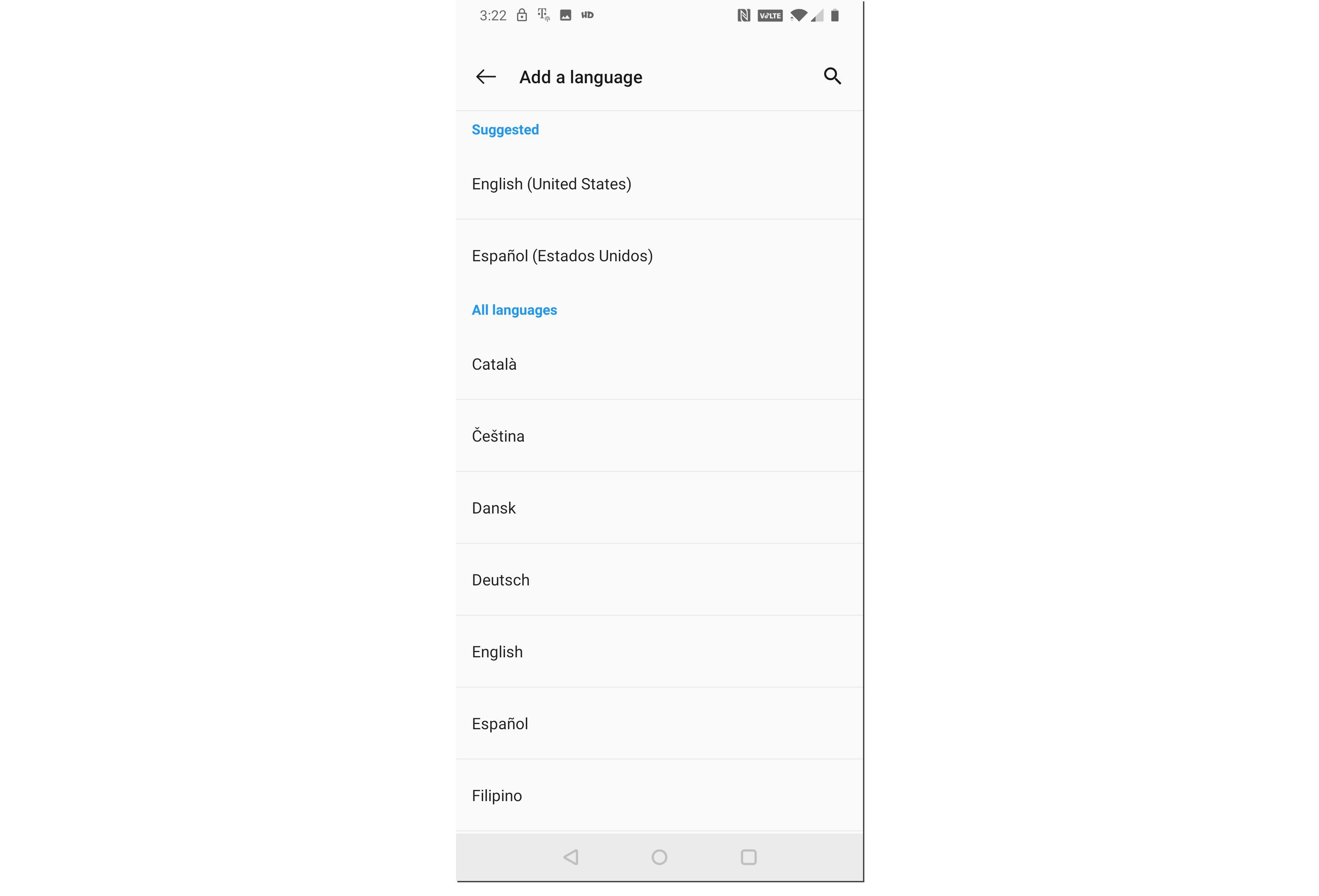 На скриншоте Android добавлено языковое меню.