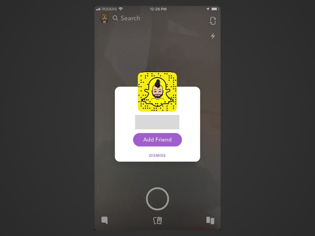 Скриншот приложения Snapchat для iOS.