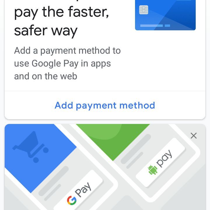 Добавить способ оплаты в Google Pay