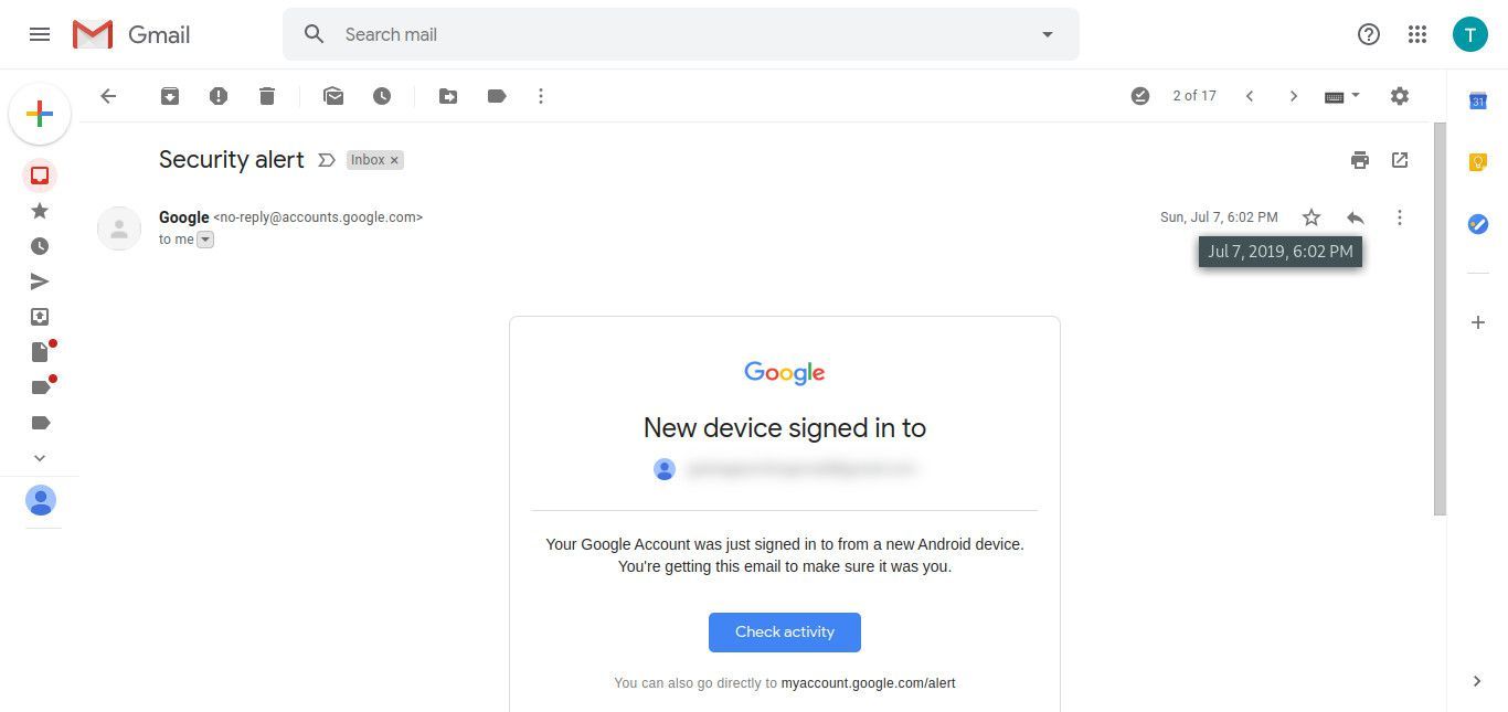 Gmail сообщение с указанием даты и времени