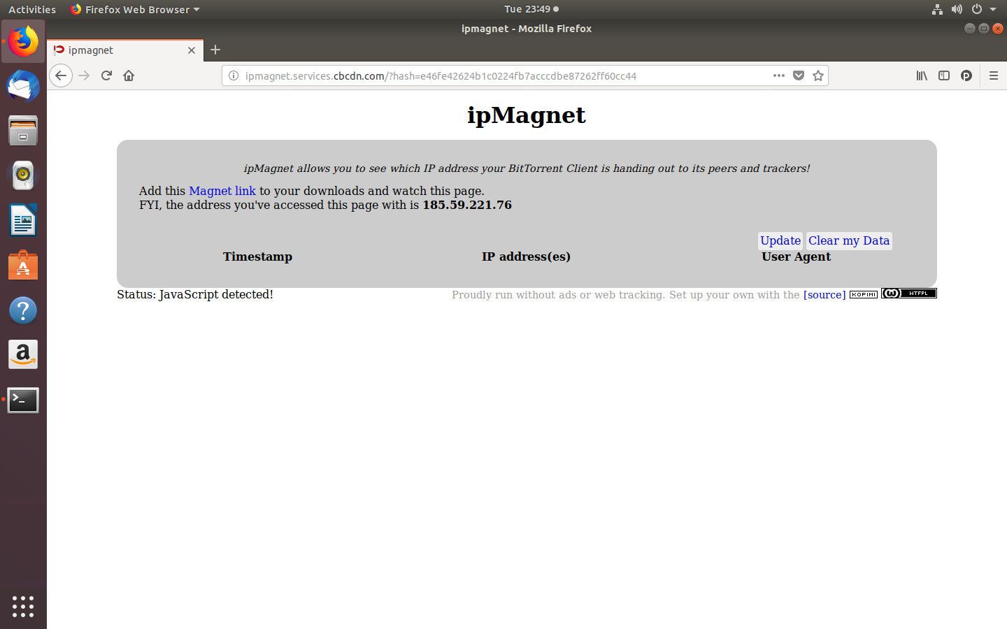 ipMagnet Отображение IP-адреса VPN