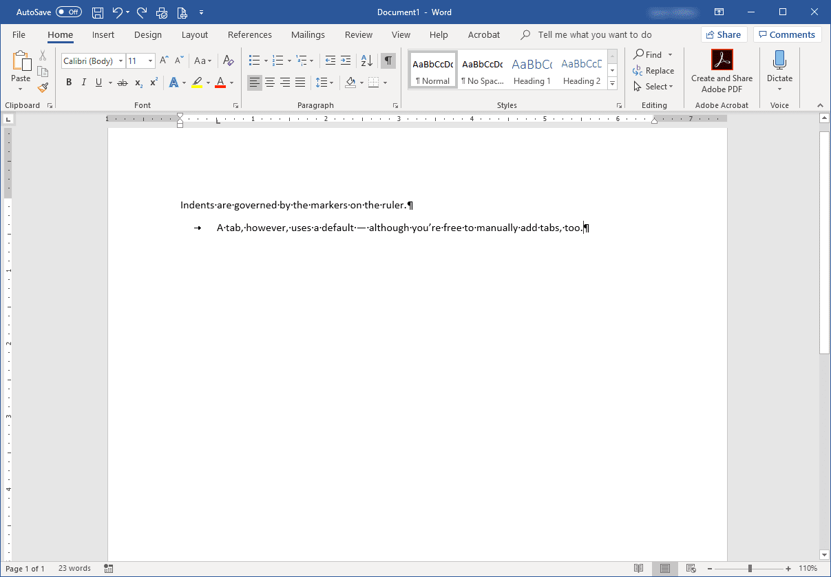 Microsoft Word's composition screen.