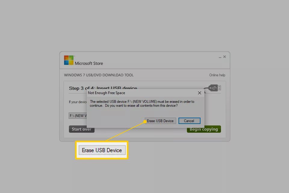 Кнопка «Удалить устройство USB» в Windows 7 Download Tool