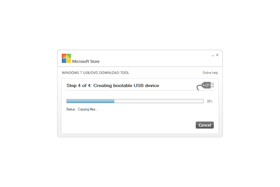 Копирование файлов состояния экрана в Windows 7 USB / DVD инструмент для скачивания