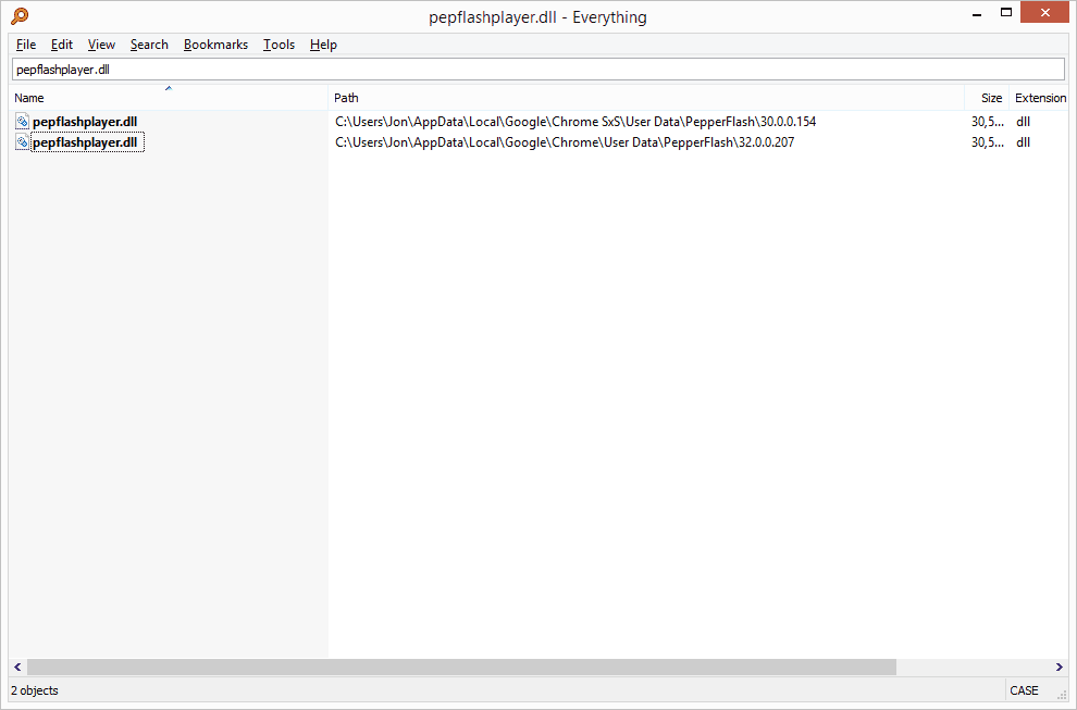 снимок экрана - номер версии Flash для Chrome из файла pepflashplayer.dll