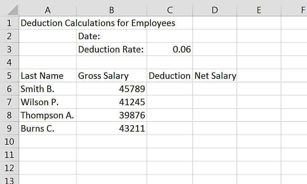 Ввод данных в электронную таблицу Excel