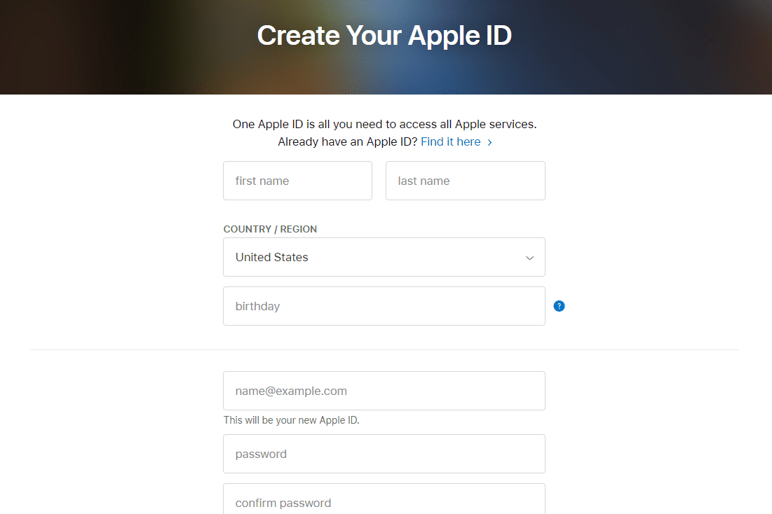 Создайте свою страницу Apple ID на Apple's website
