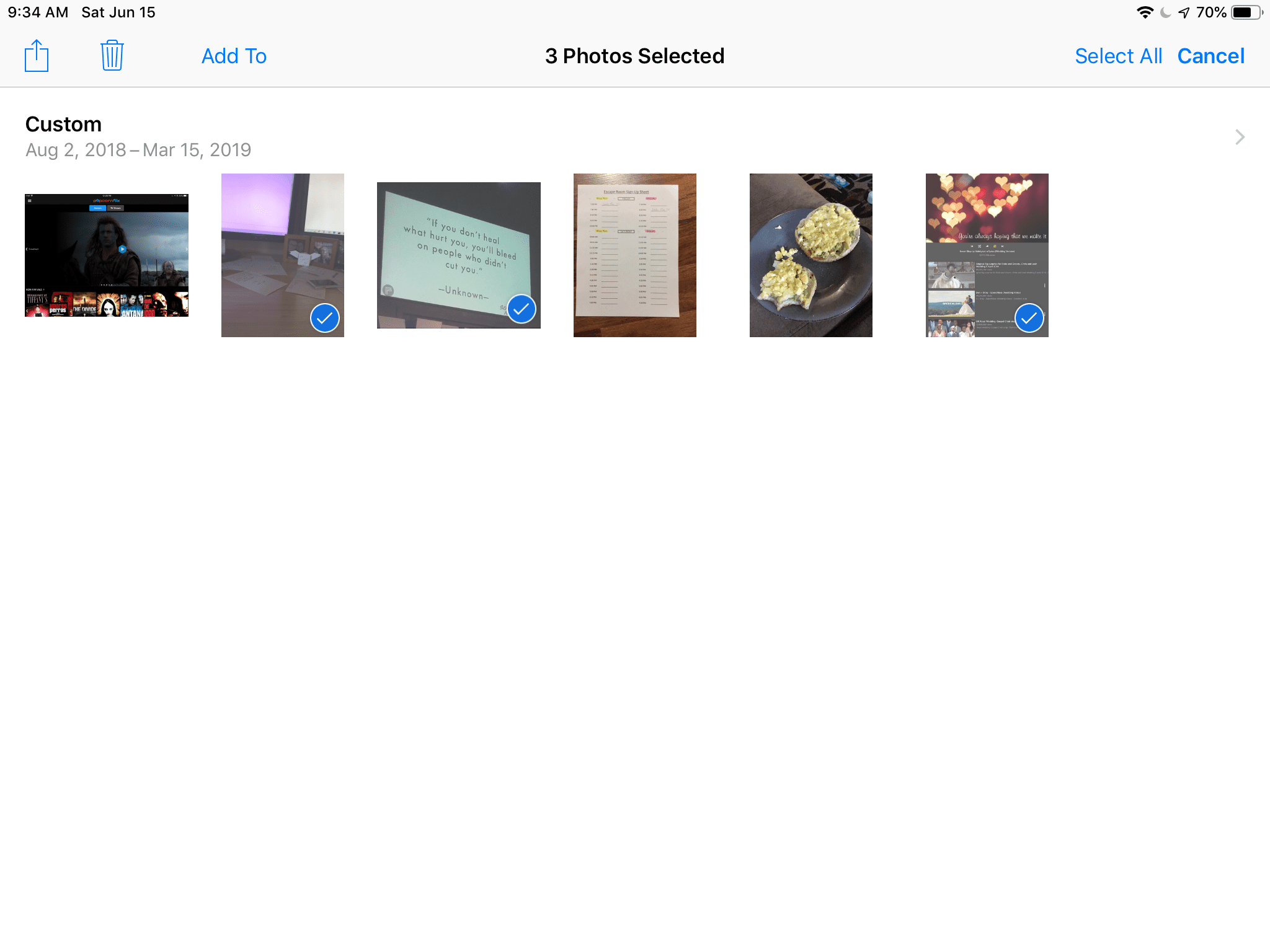 3 фото выбранного экрана на iPad