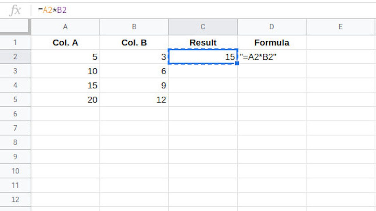 Скопировать формулу в Google Sheets