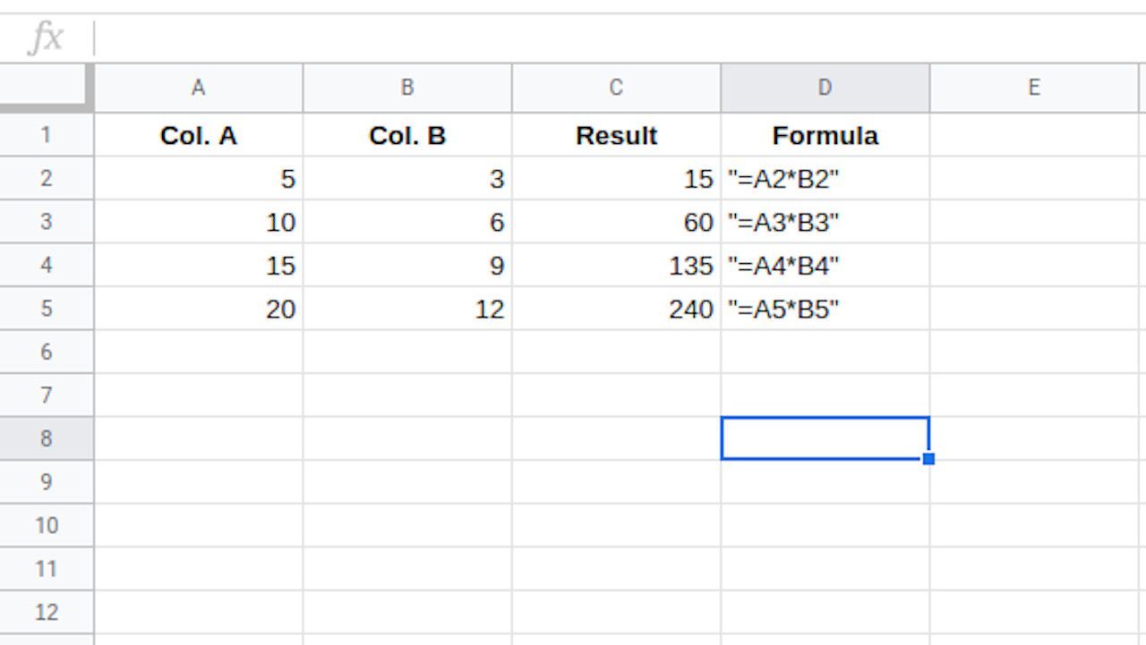 Формула Google Sheets перенесена по столбцу