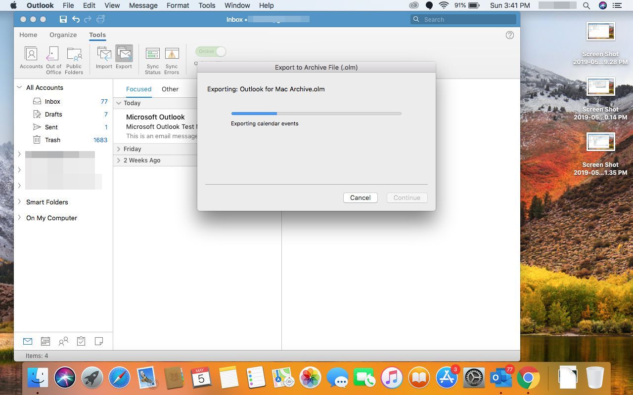 Файлы экспортируются из Outlook для Mac.