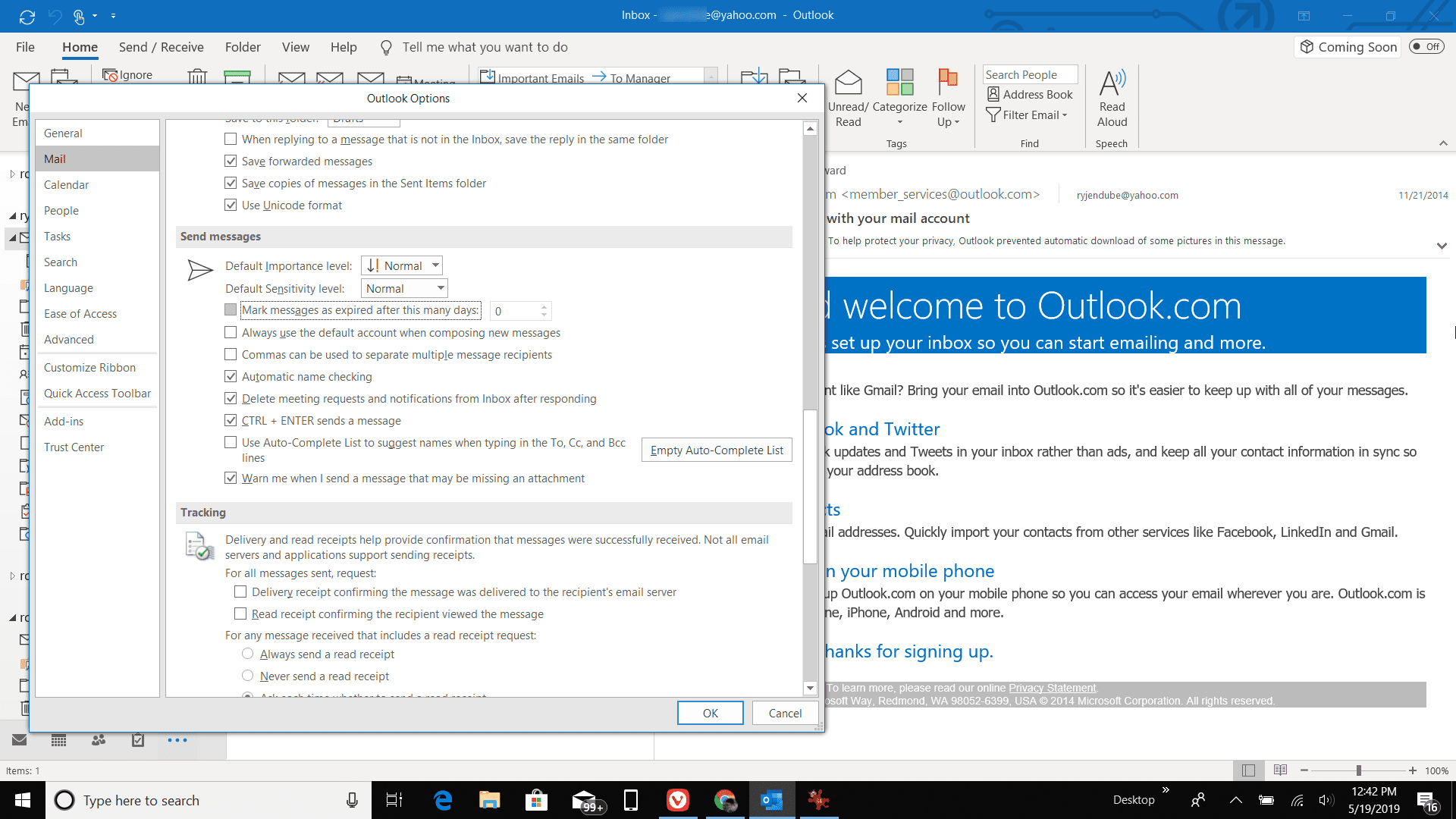 Скриншот отправки сообщений в Outlook