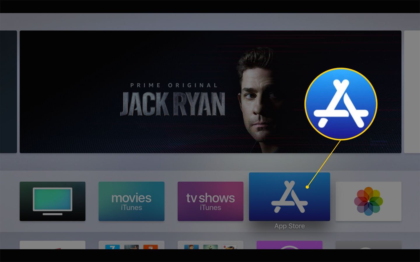 Значок App Store на скриншоте Apple TV