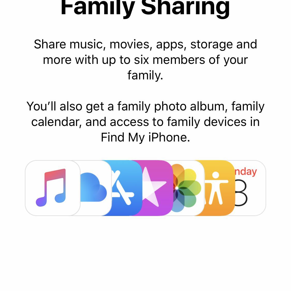 Снимок экрана шага 1 в настройке общего доступа к семье