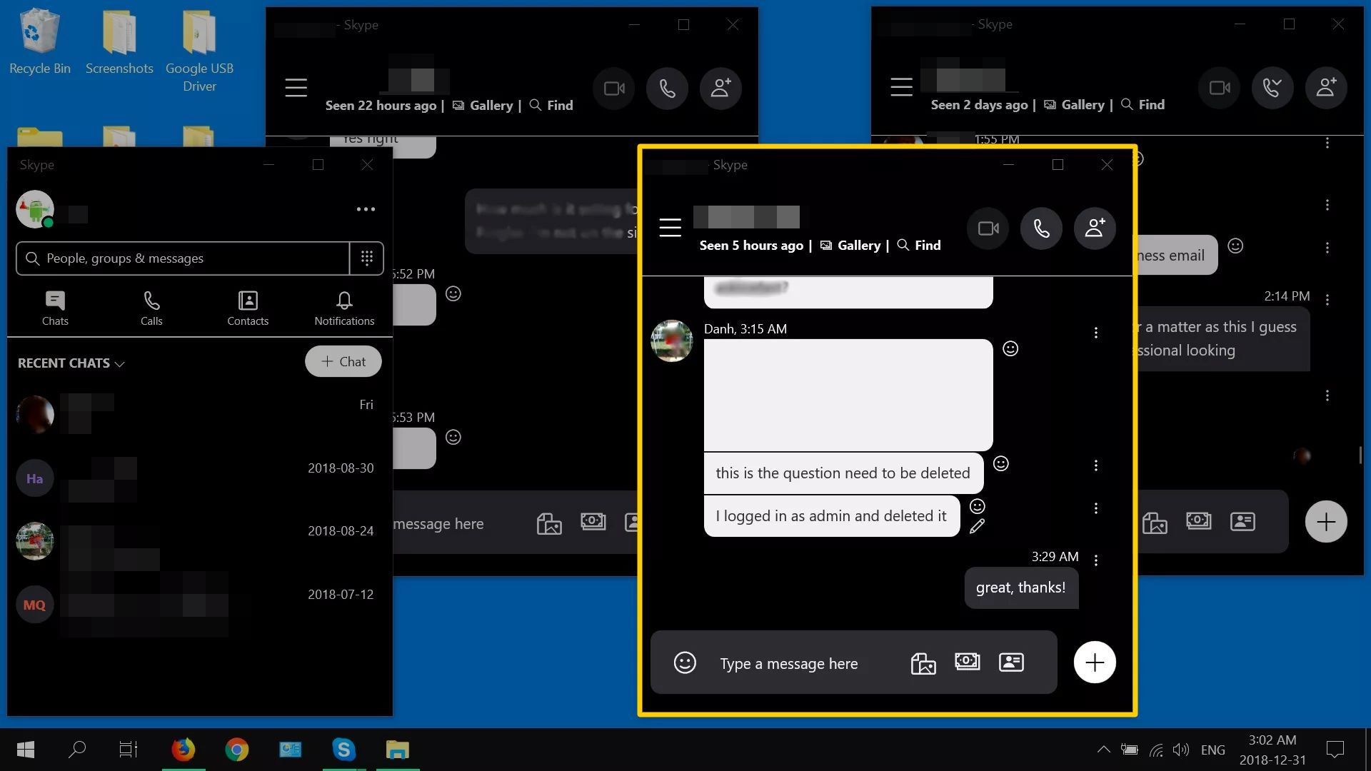 Отдельные окна для каждого чата Skype