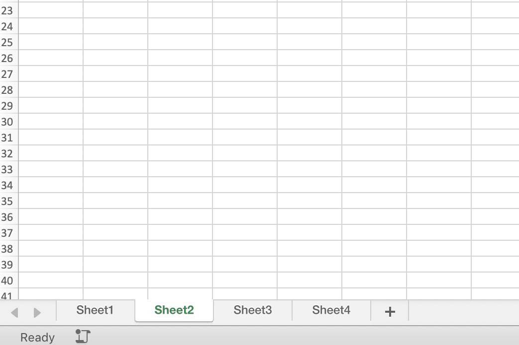 Снимок экрана Excel с различными листами