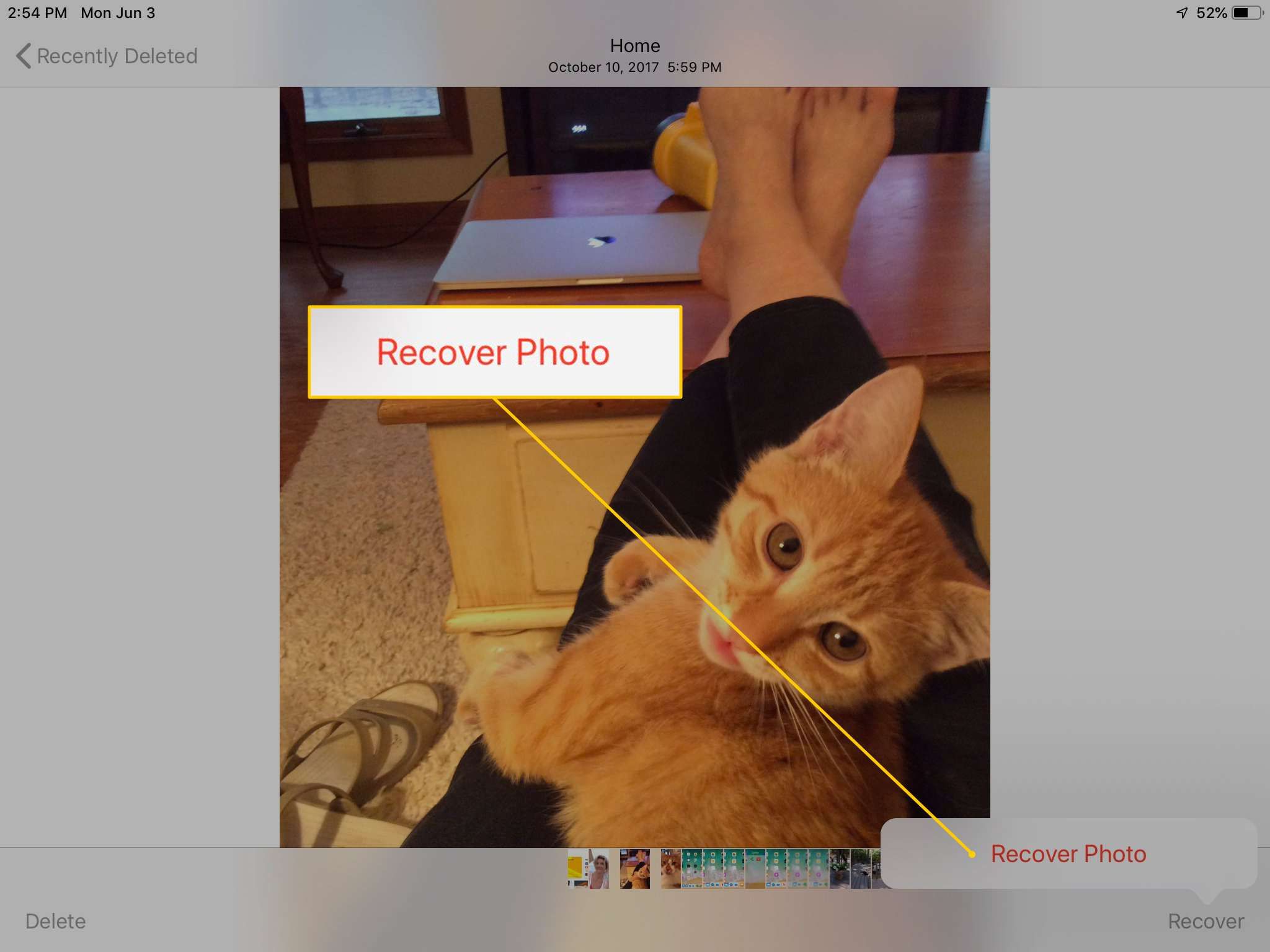 Восстановить кнопку Фото в Фото на iPad