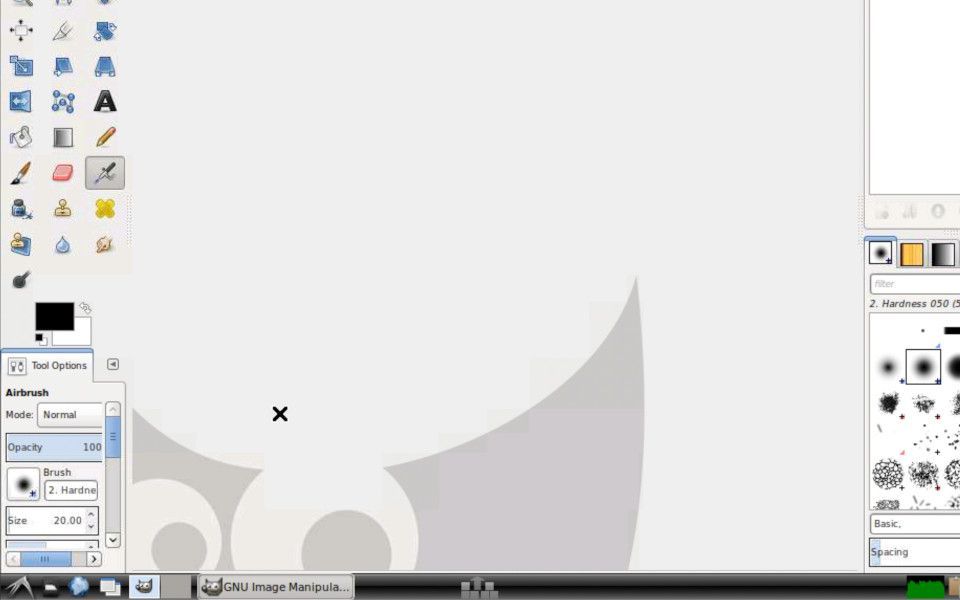 Скриншот GIMP, работающего в Ubuntu в UserLAnd.