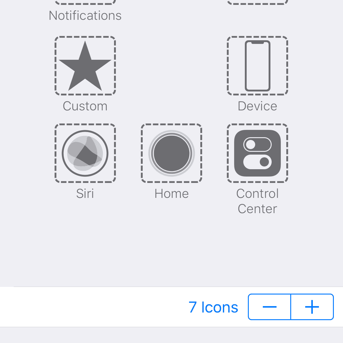 Снимок экрана экрана меню верхнего уровня iOS для настройки