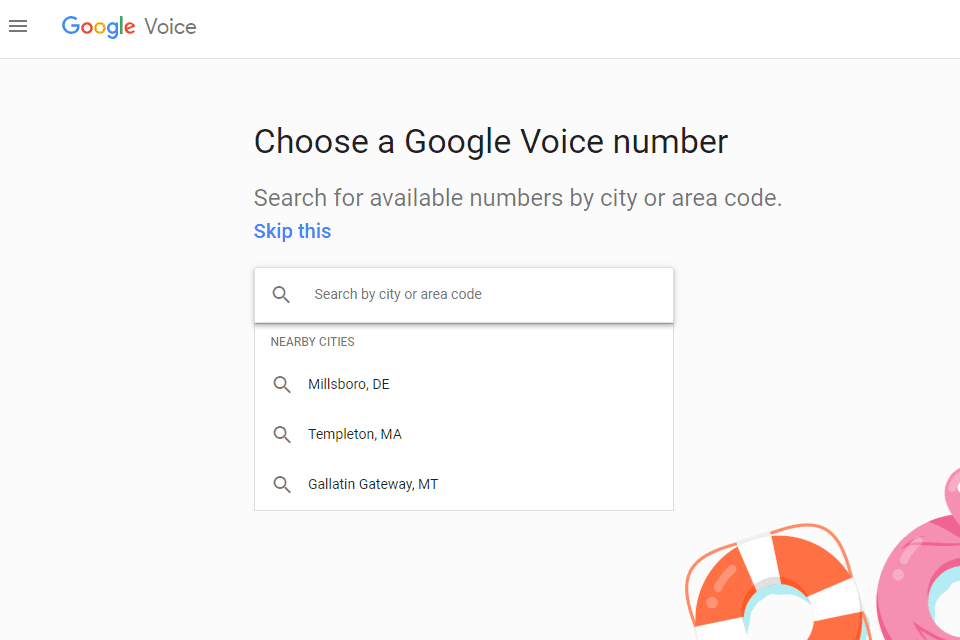 Снимок экрана со страницей настройки Google Voice