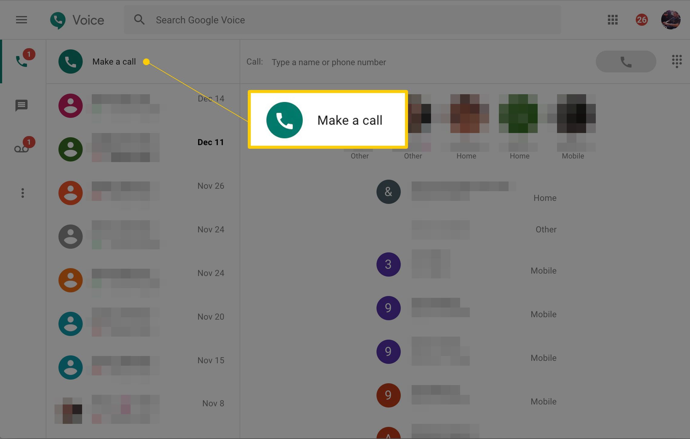 Сделать кнопку вызова в Google Voice
