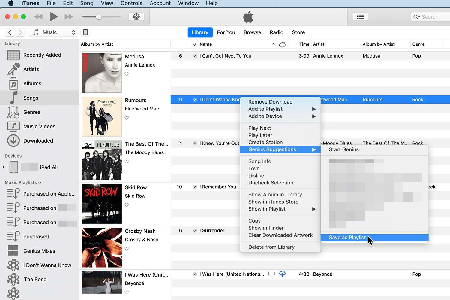 Путь iTunes к плейлистам Genius