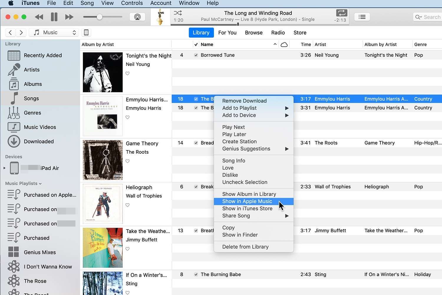 Найти похожую музыку в Apple Music