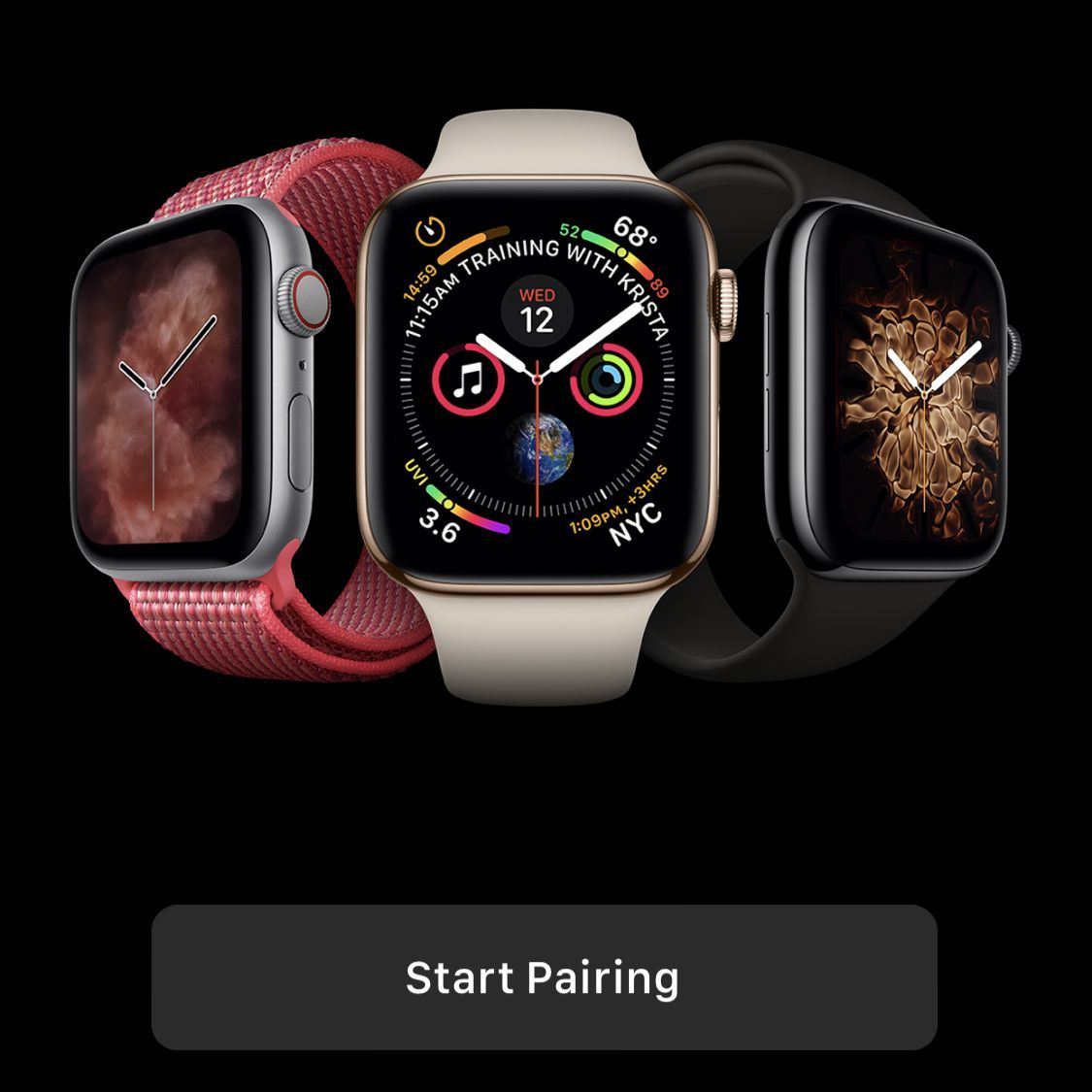 Снимок экрана приложения Apple Watch перед началом сопряжения